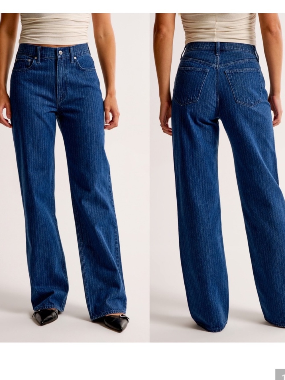 Abercrombie & Fitch The Loose High Rise Pinstripe Dark Wash Blue Jean Size 30/10